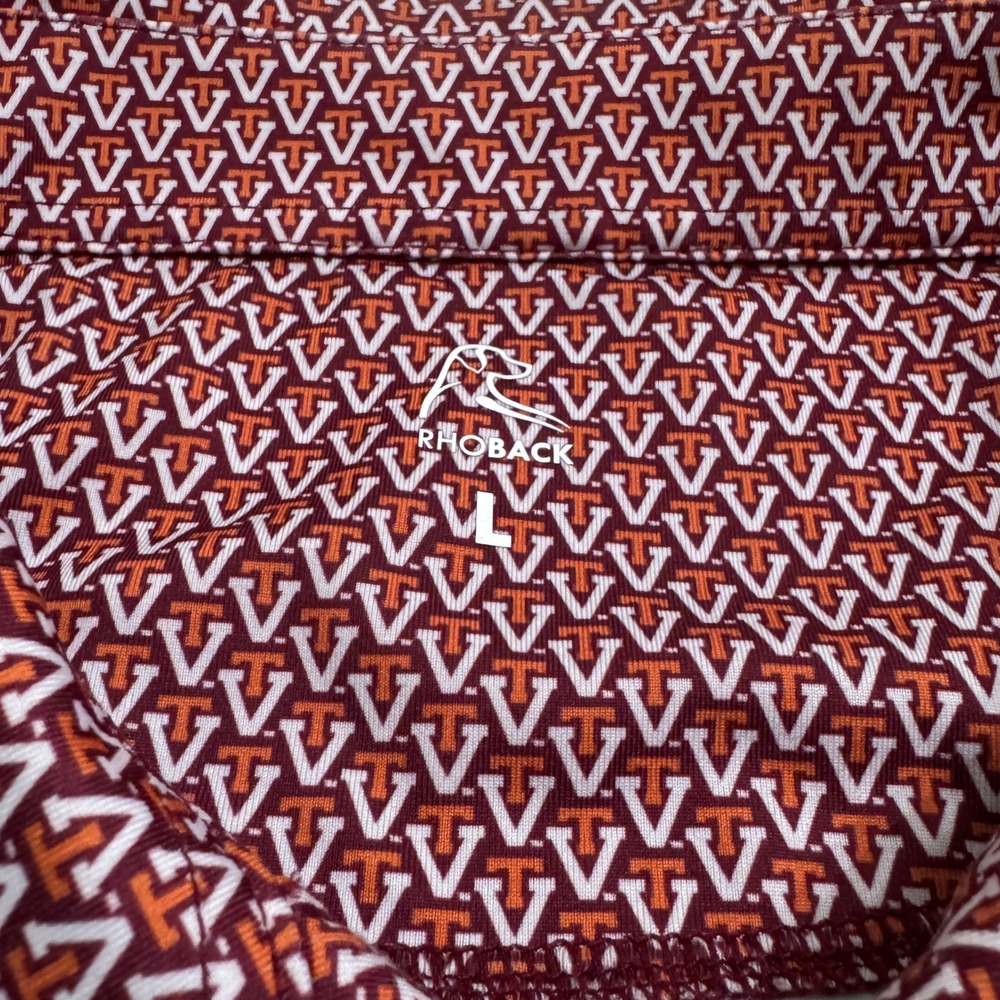 Rhoback Performance Polo Shirt Mens Large Virginia Tech VT Hokies AOP Collegiate - Picture 2 of 6